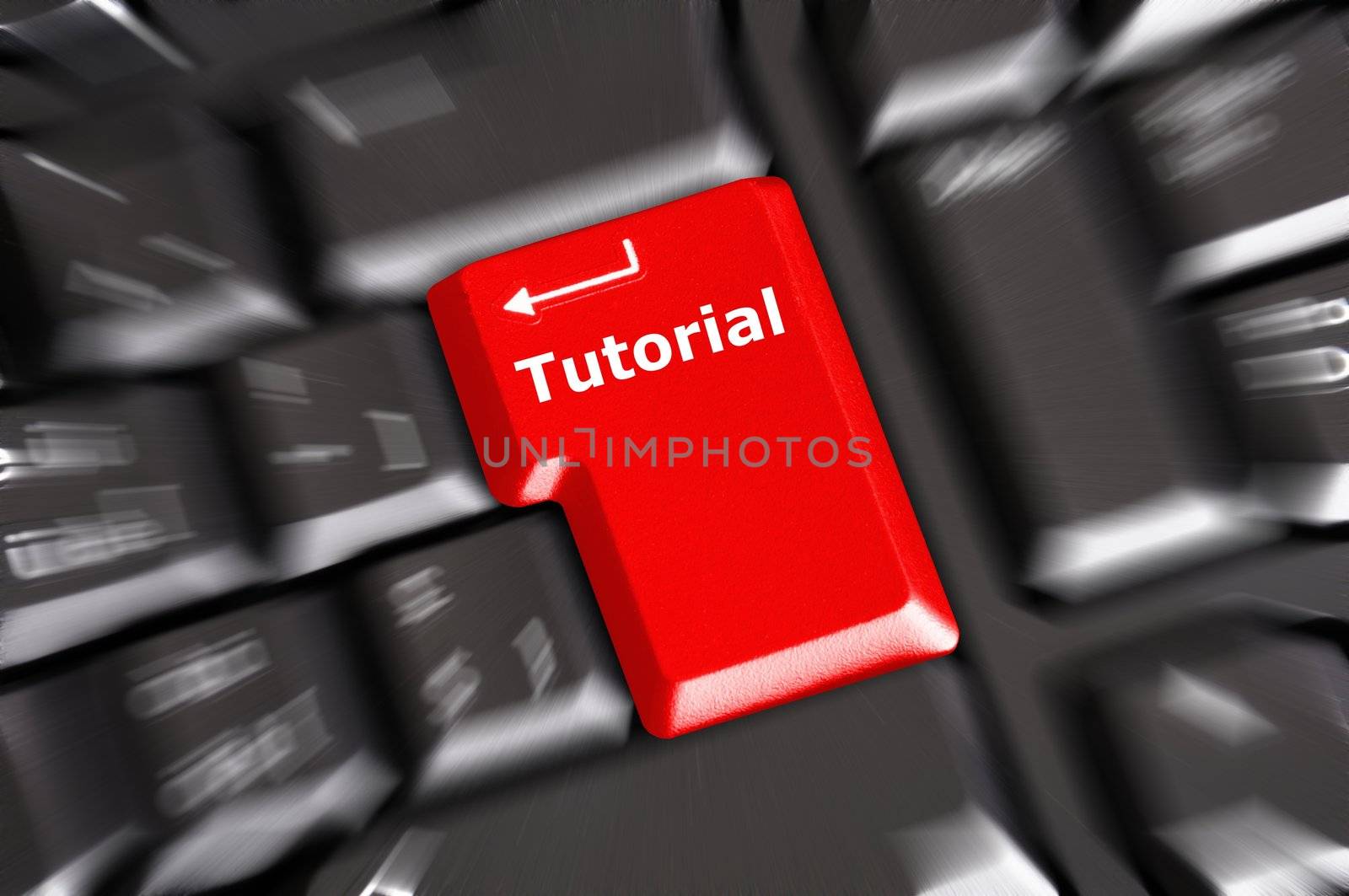 tutorial or e learning concept with key on computer keyboard