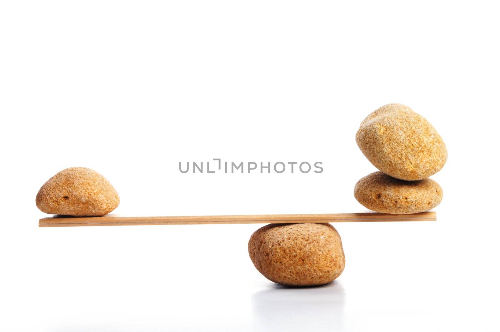 zen stones scales isolated on white showing weight or spa concept with copyspace