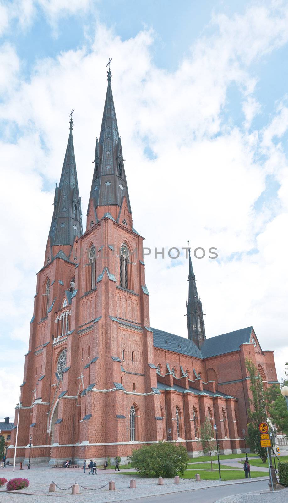 The famous Uppsala cathedral in Sweden - the largest church in Scandinavia 
