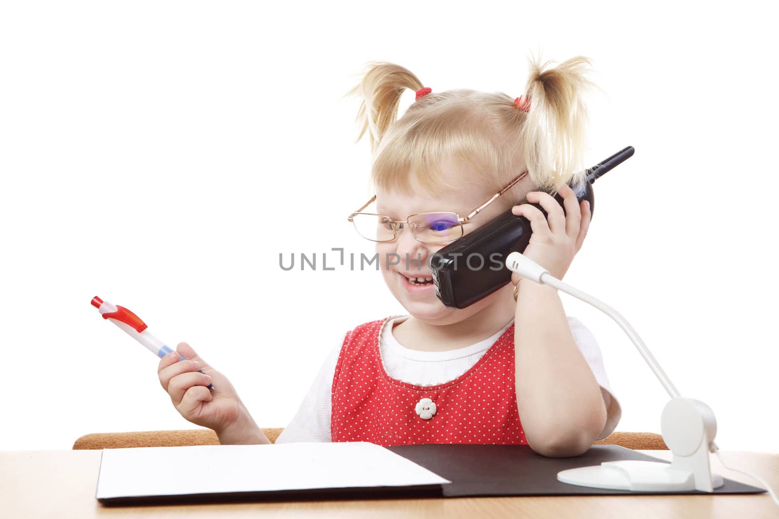 happy child talking by phone