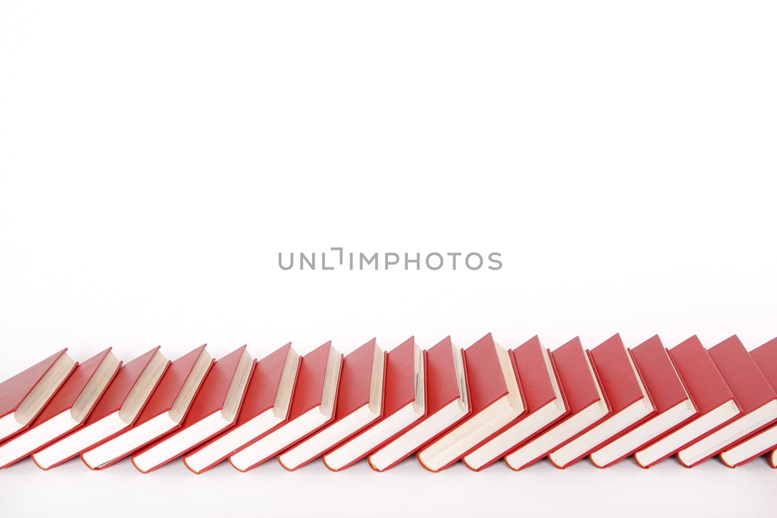 stack of red books isolated on white