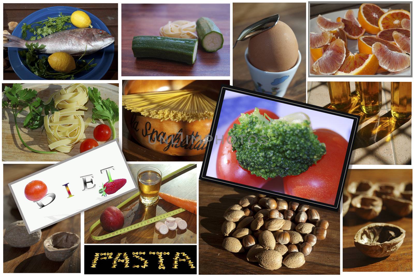 Collage. Photocollage of italian food typical of mediterranean diet