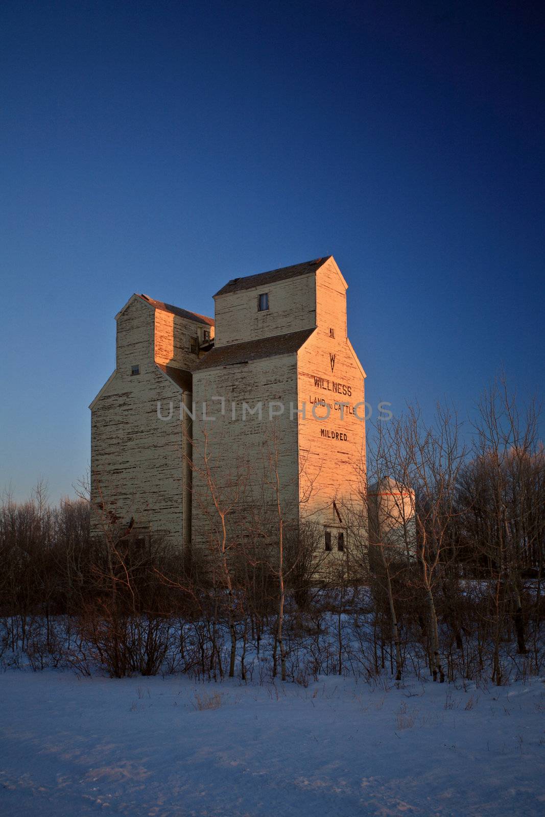 Old Grain Elevator Saskatchewan in Winter