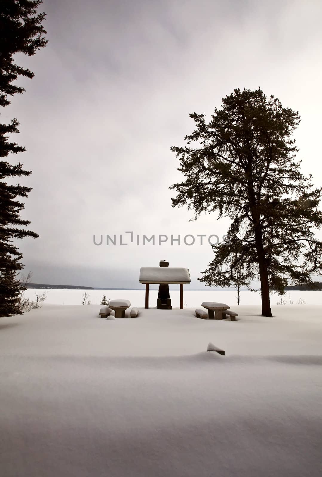 Picnic area in Winter Saskatchewan by pictureguy