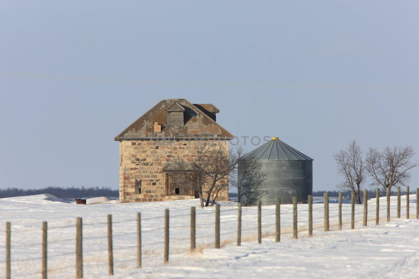 Abandoned Stone House in Winter