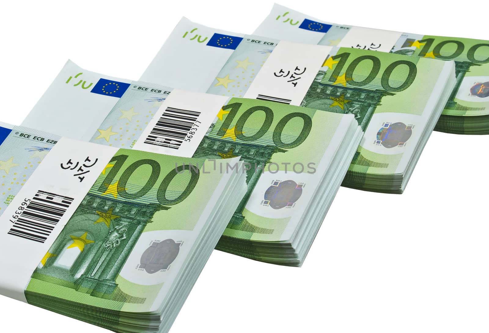 Euro banknotes isolated on white by kvinoz