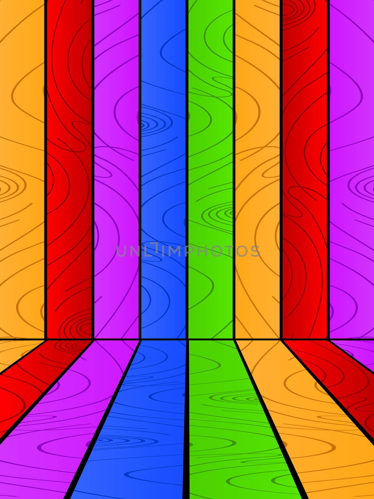 Multicolored wooden background, abstract art illustration