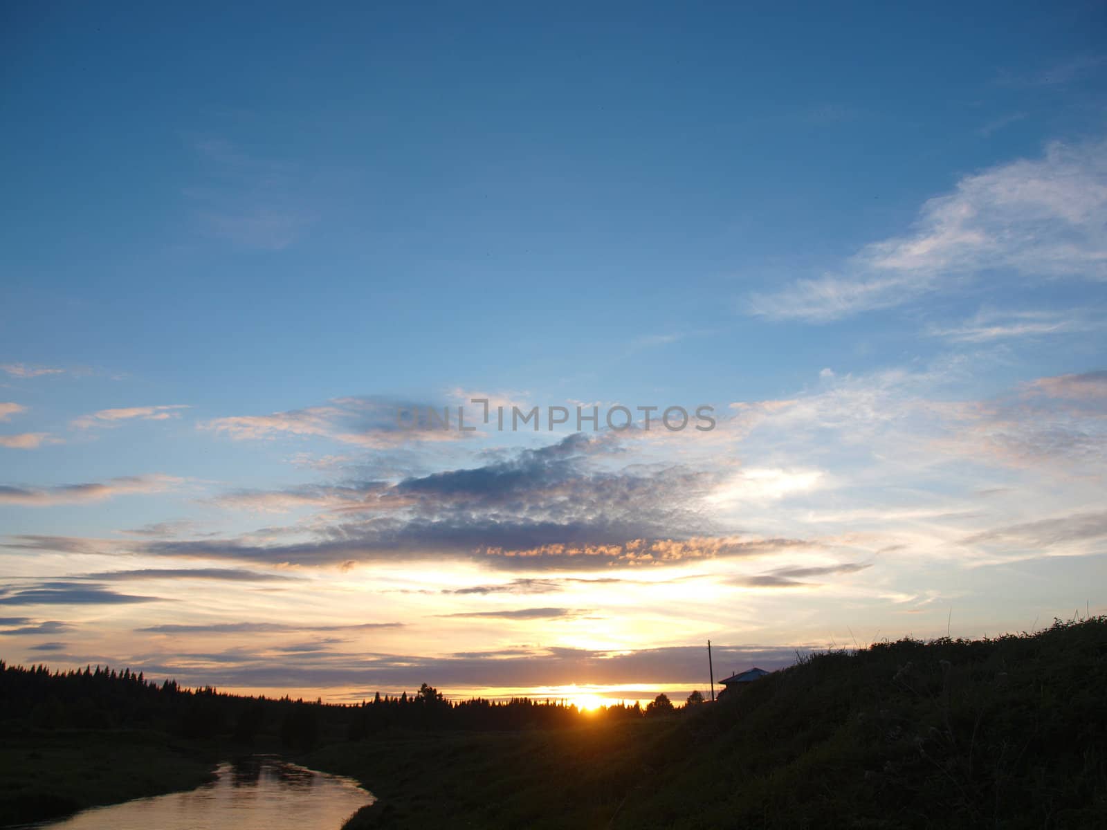 Sunset over the river