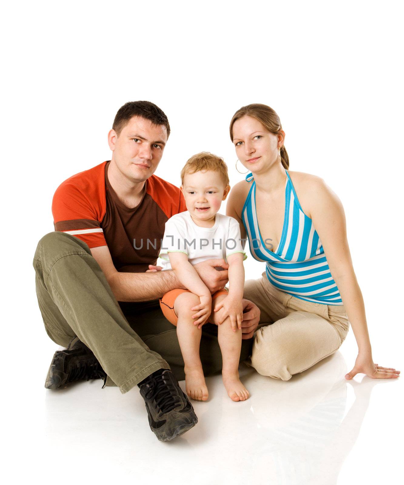 Happy Family with kid together isolated on white