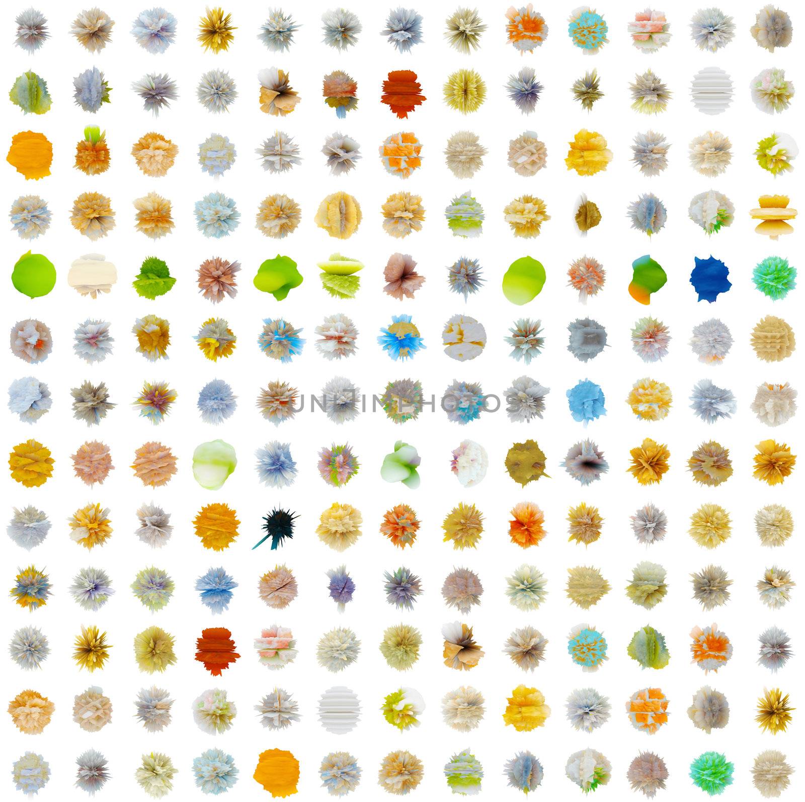 Seamless texture - a set of colored abstract substances on white