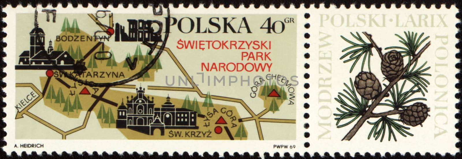 Swietokrzyski national park on Polish post stamp by wander