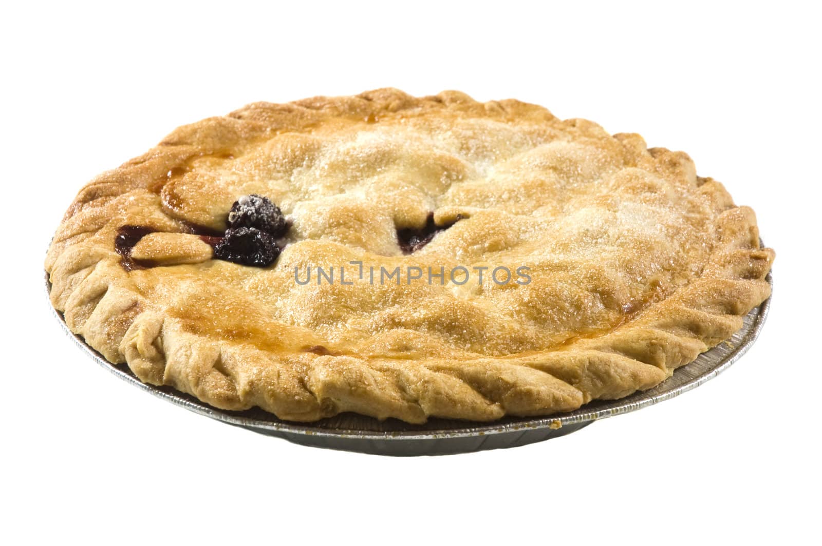 A whole cherry pie isolated on a white background