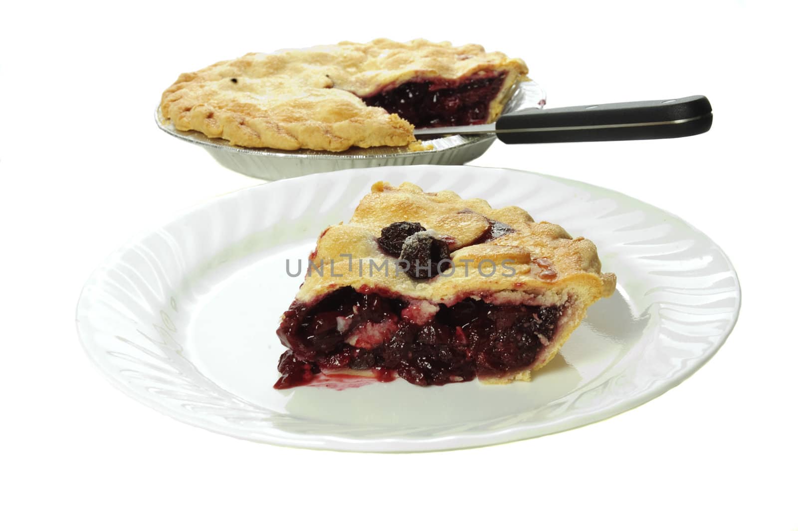 delicious homemade cherry pie isolated on a white background