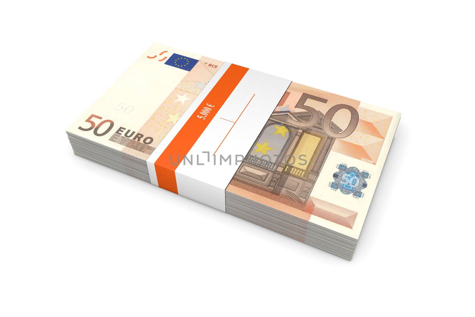Packet of 50 Euro Notes with Bank Wrapper by PixBox