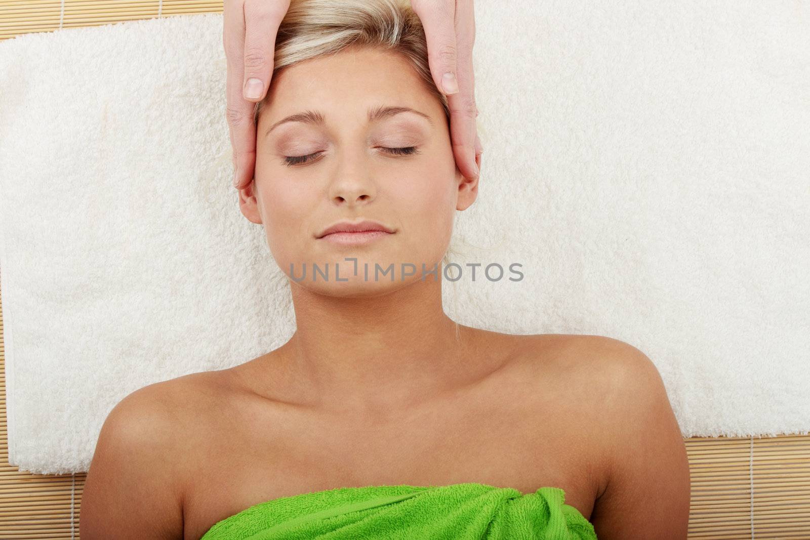 Beautiful caucasian woman getting spa treatment by BDS