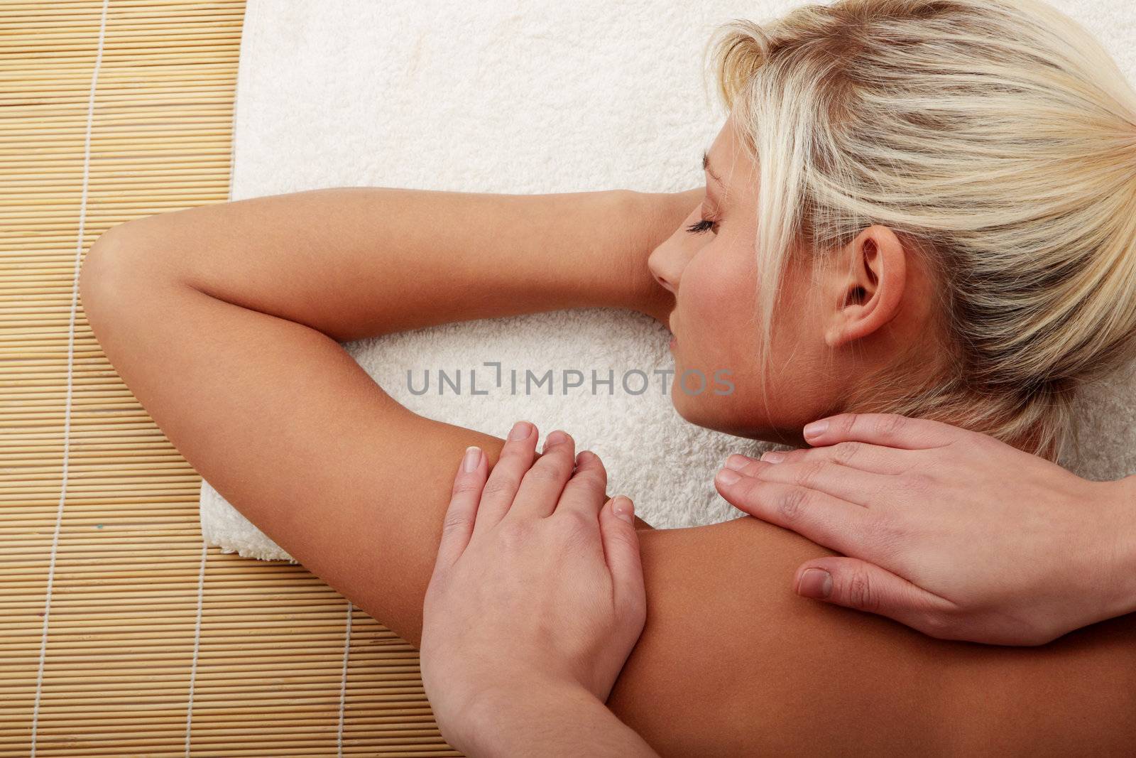 Beautiful caucasian woman getting spa treatment by BDS