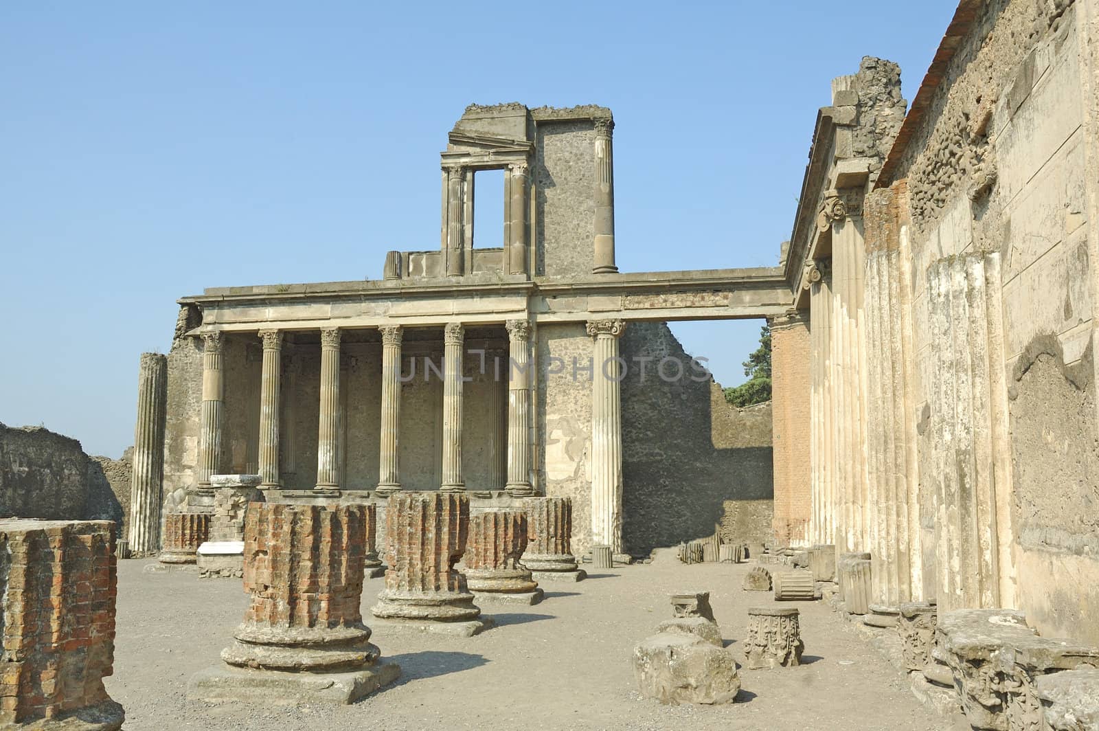 Columns that supported a facade in Pompeii 