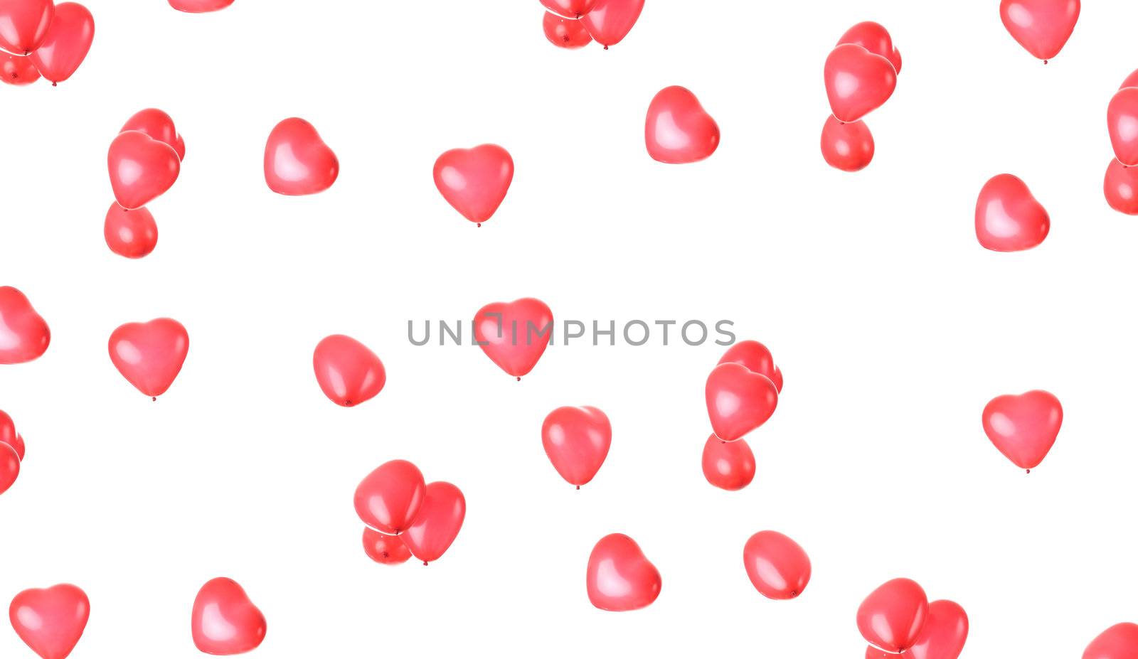 Heart shaped balloons over white background - valentines day background