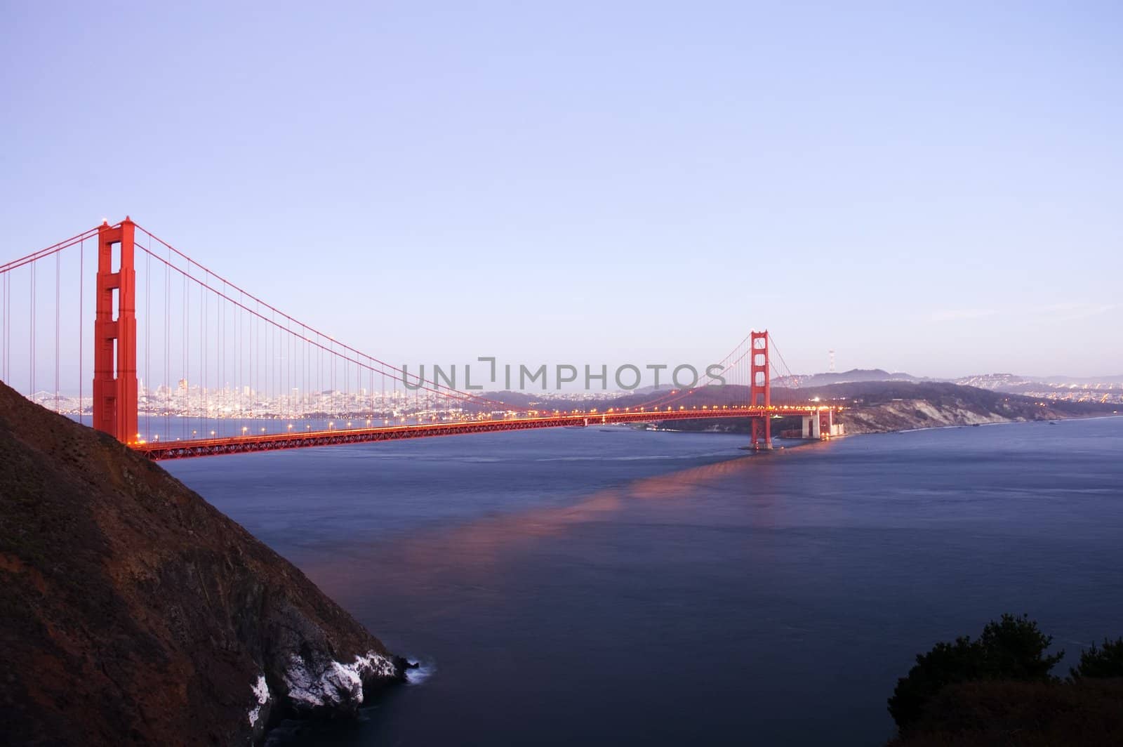 Golden Gate bridge as dusk approaches