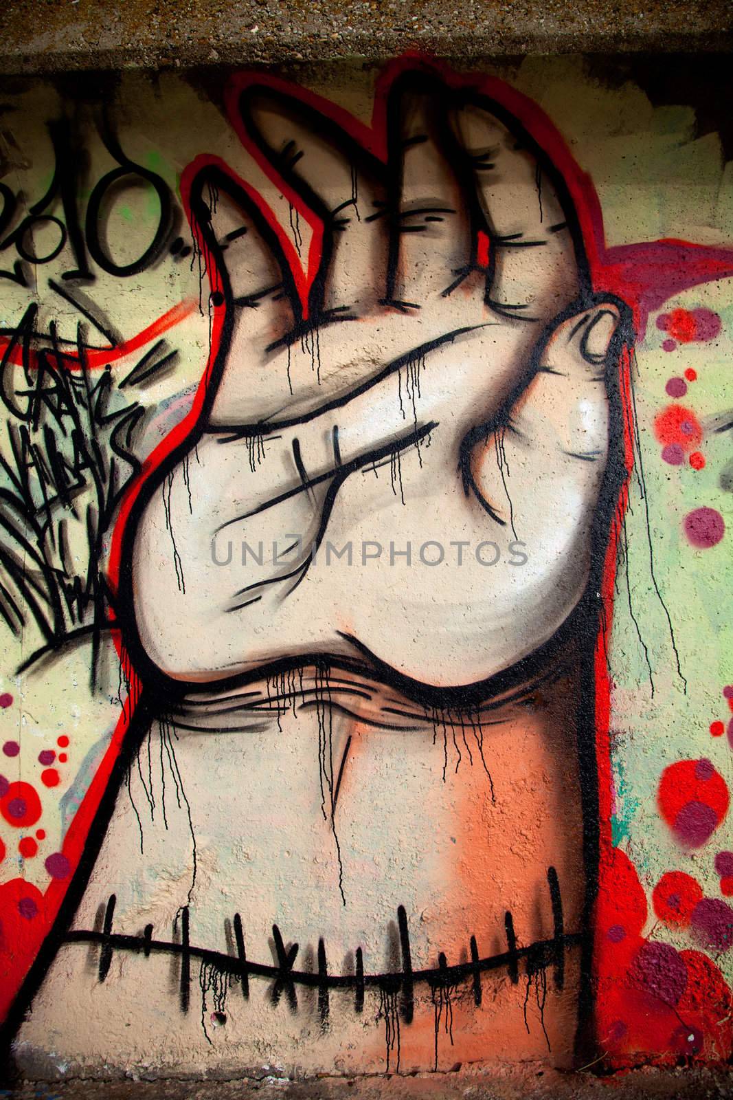 Sample of a kind of urban culture that comes true on the basis of painting the walls with spray and that commonly  is called Graffiti