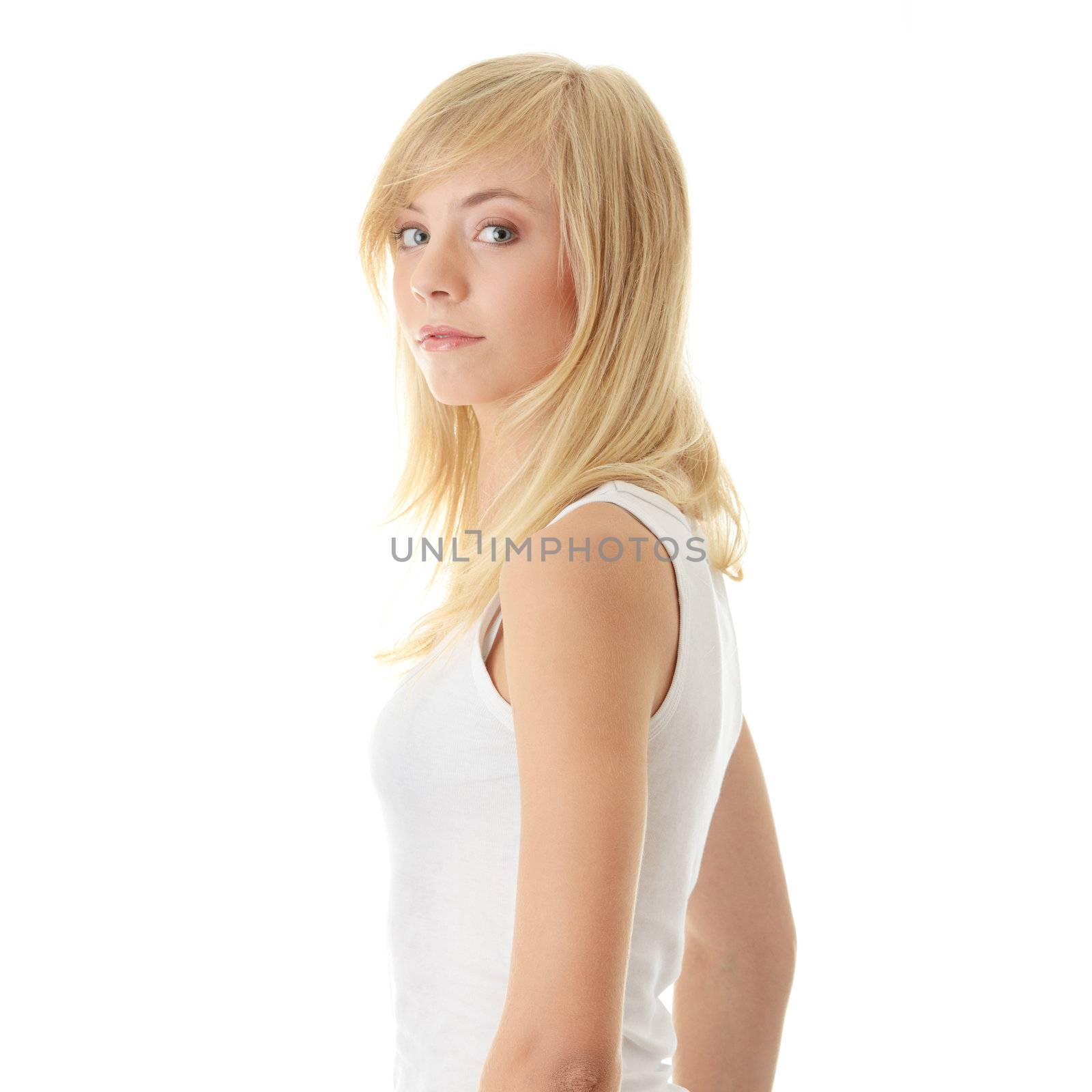 Teen girl isoalated on white background