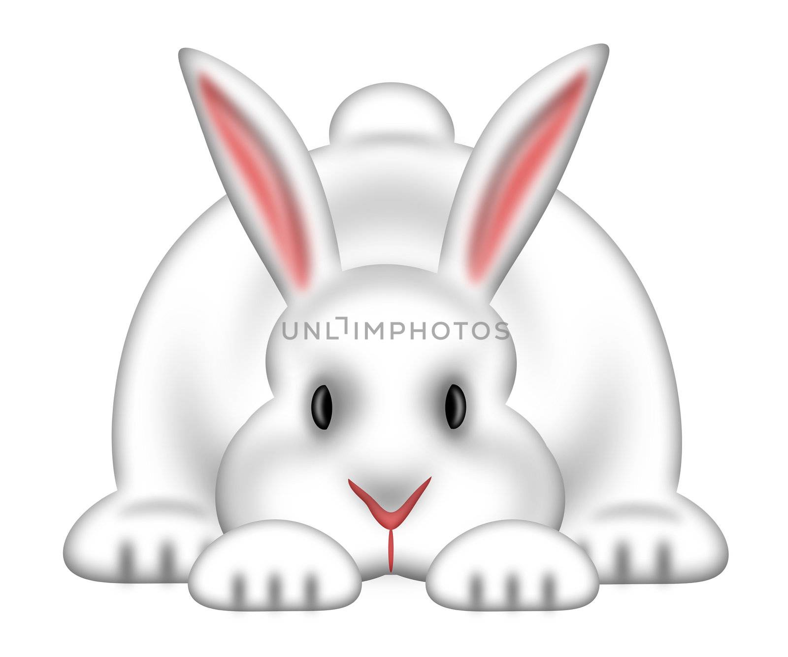 White Easter Bunny Rabbit Isolated on White Background Illustration