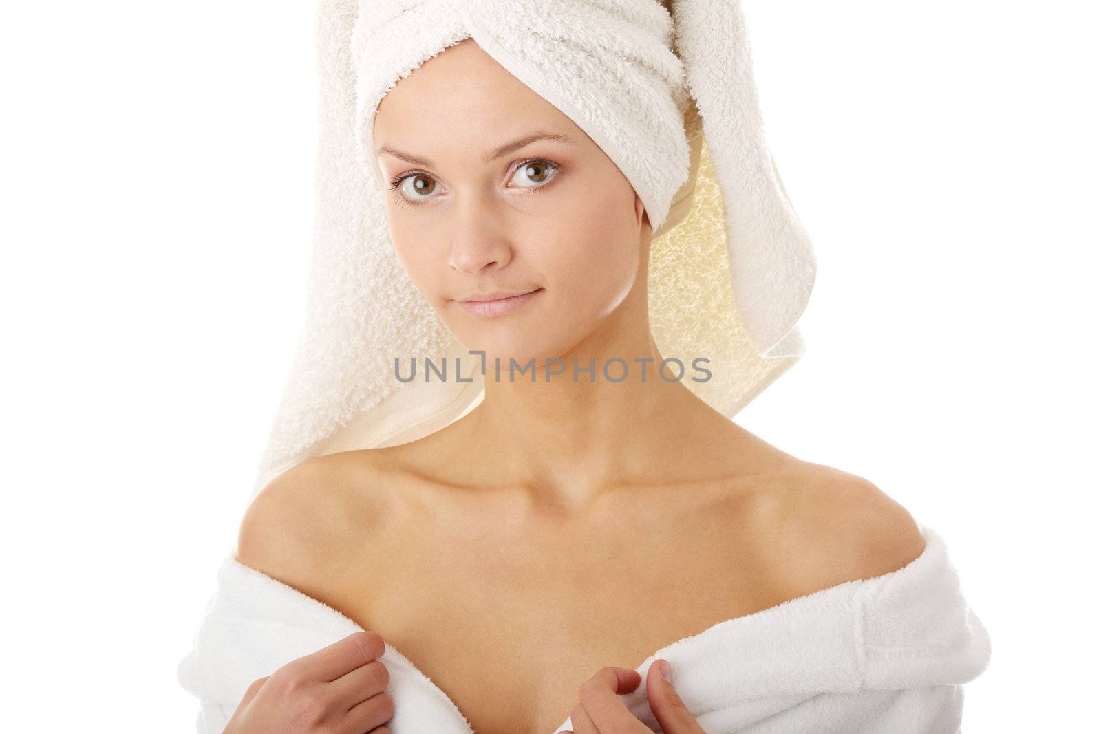 Relax concept:  beautiful nude woman with soft skin in bathtube