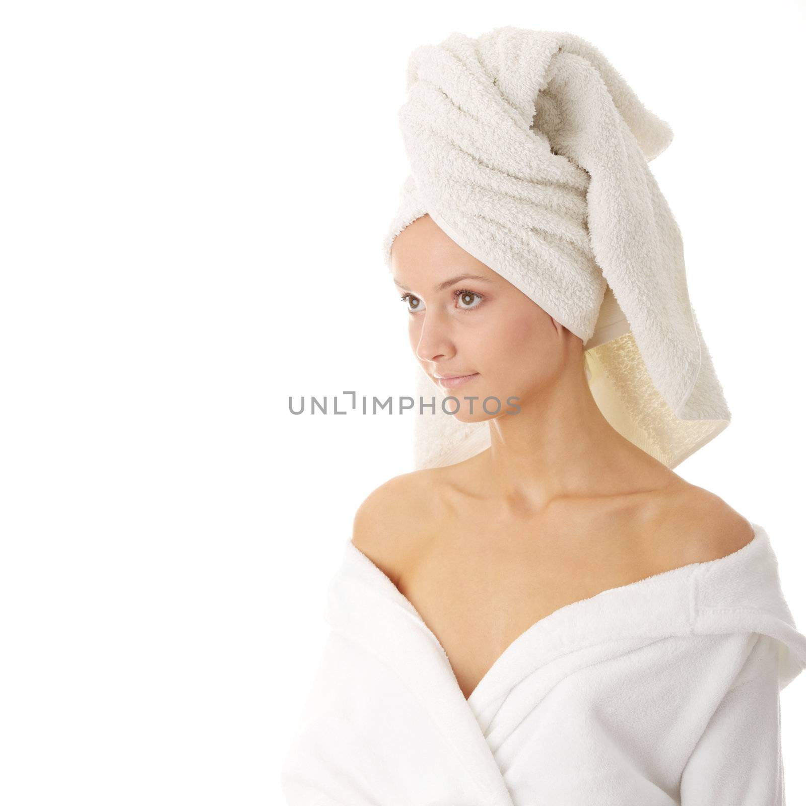 Relax concept: beautiful nude woman with soft skin in bathtube