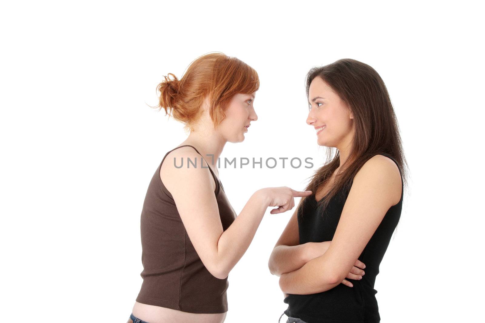 Two young womans talking by BDS
