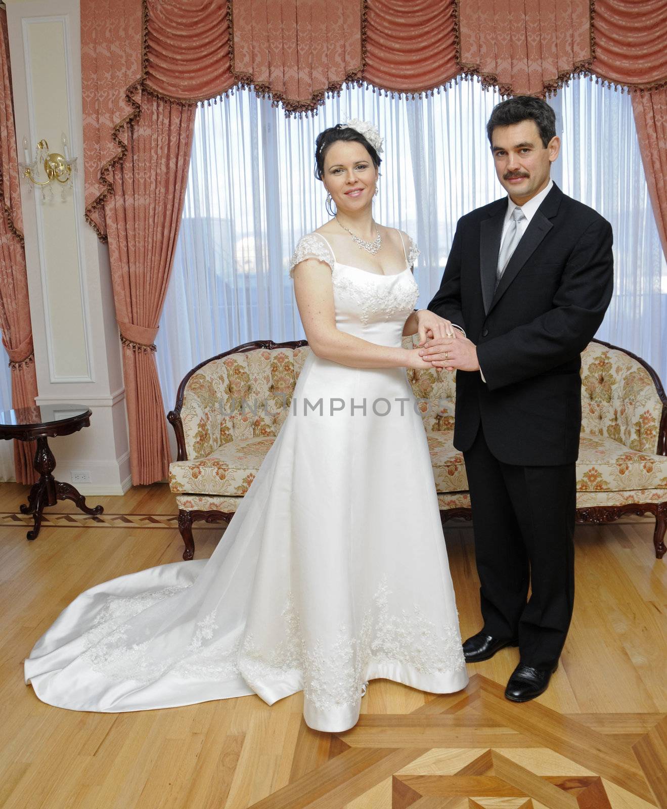 Bride and Groom - formal wedding image in Russian consulate, San Francisco