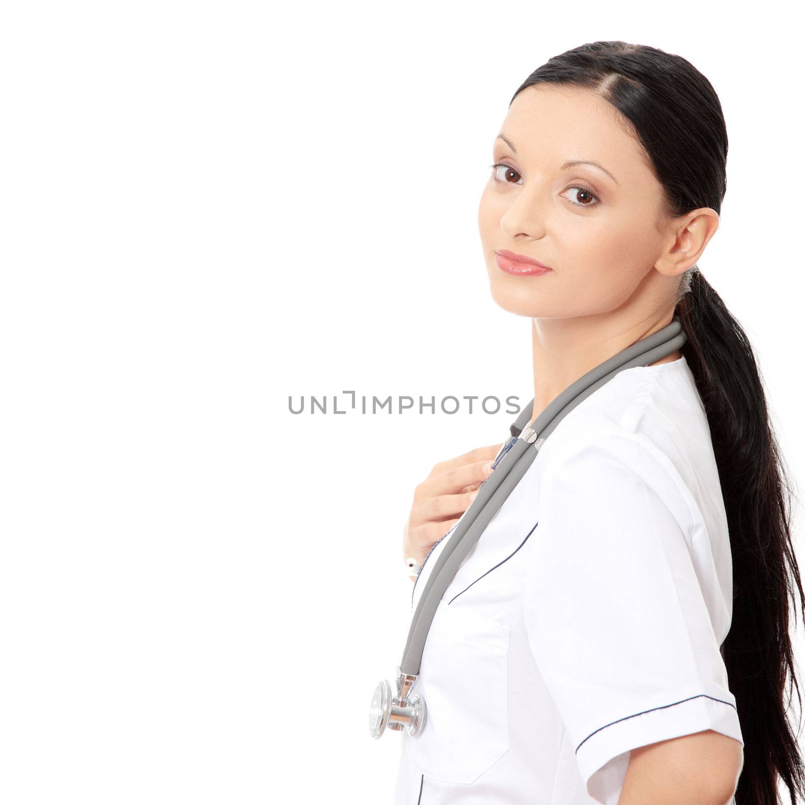 Female doctor isolated on white background