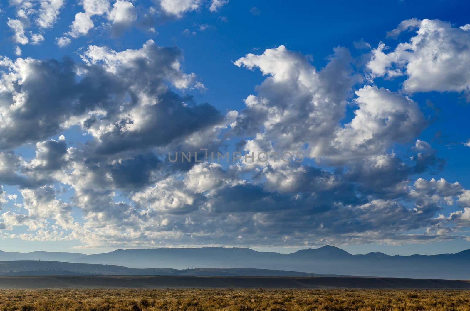 Sagebrush flats, the Gros Ventre Mountains and a sky full of clouds in early morning light, Grand Teton National Park, Wyoming, USA