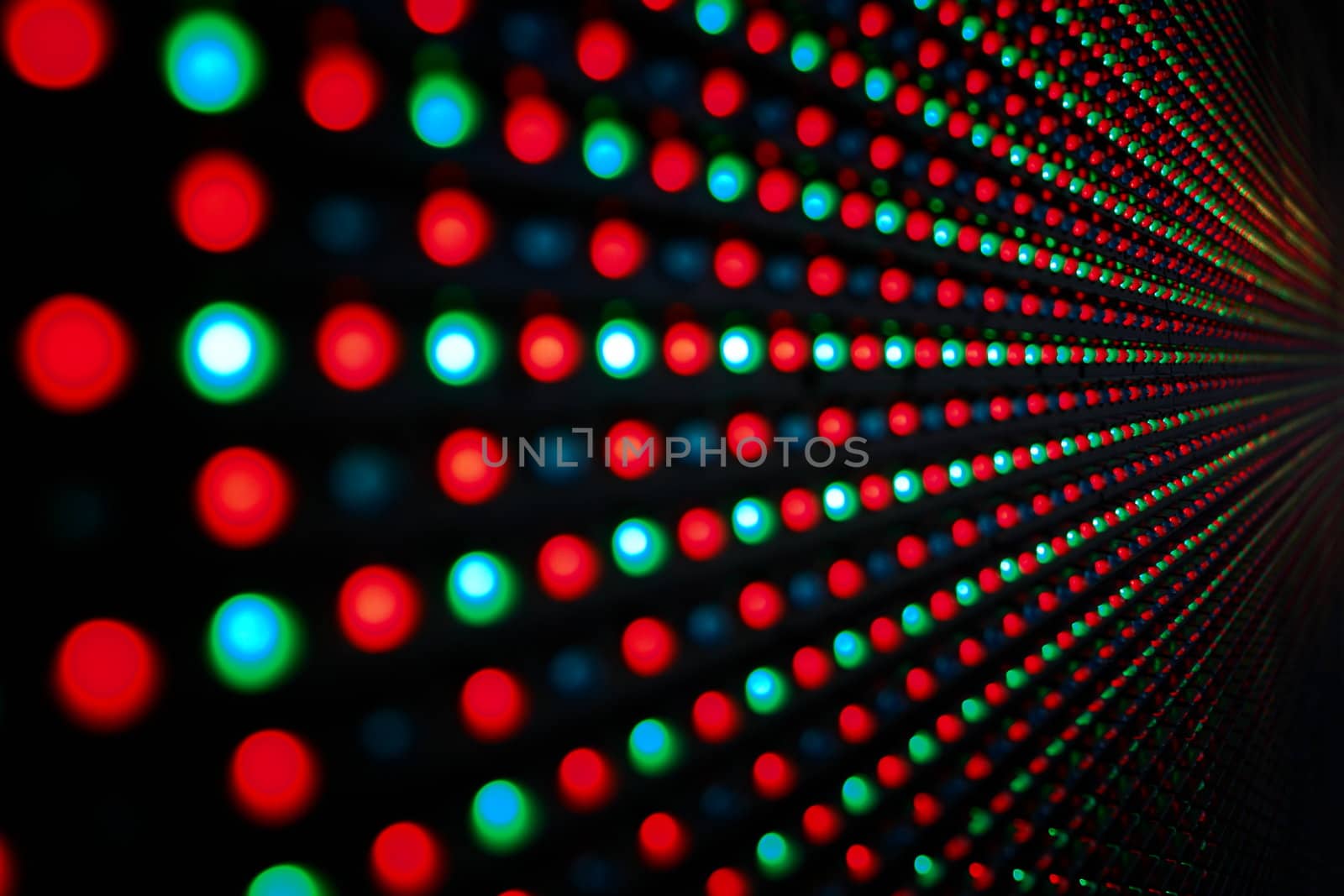 Close-up of the Matrix of a Screen made of multiple LEDs....