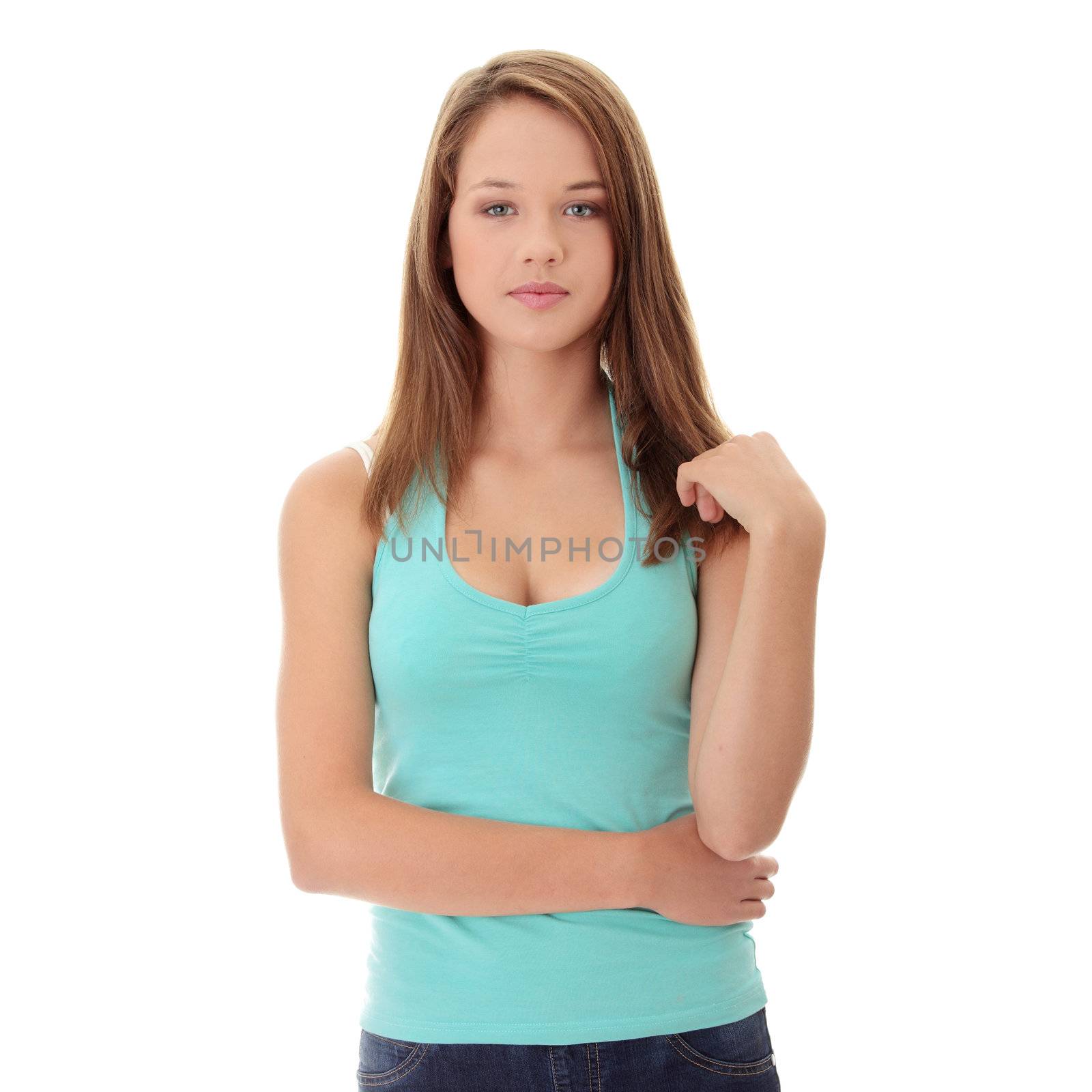 Teen girl isoalted on white background