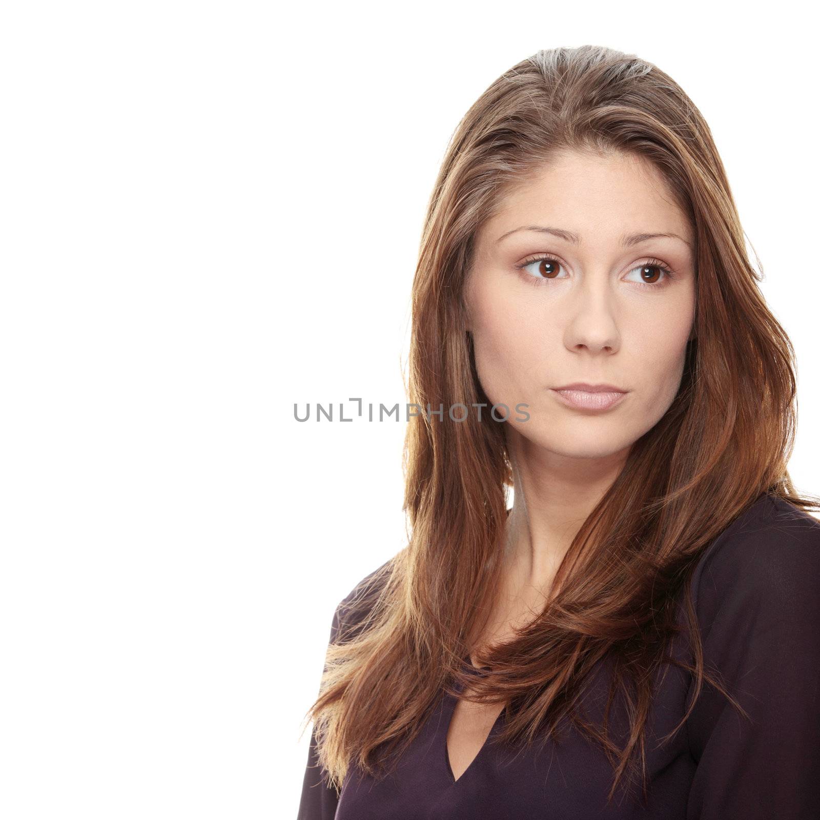 Young beautiful woman with depression, iolated