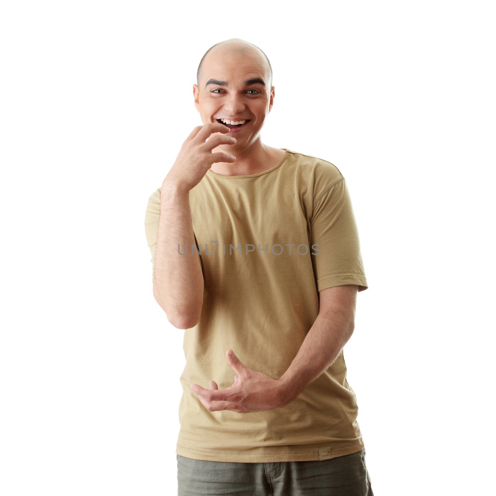 Man with happy facial expression isolated