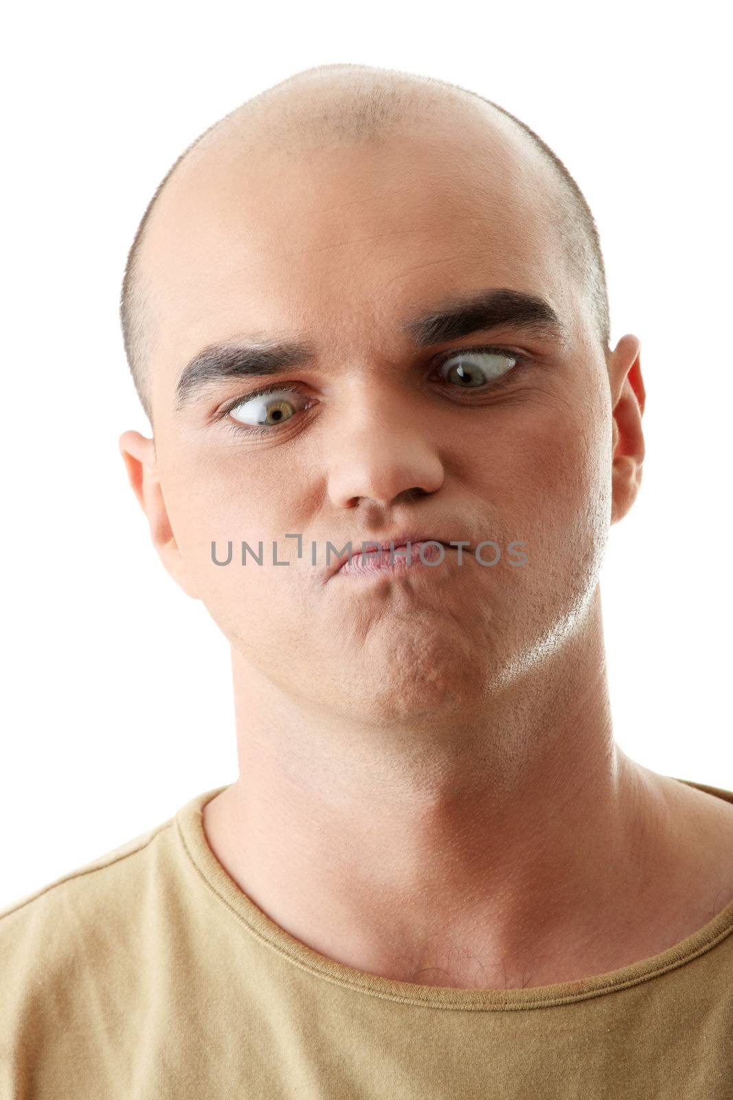 Man with happy facial expression isolated