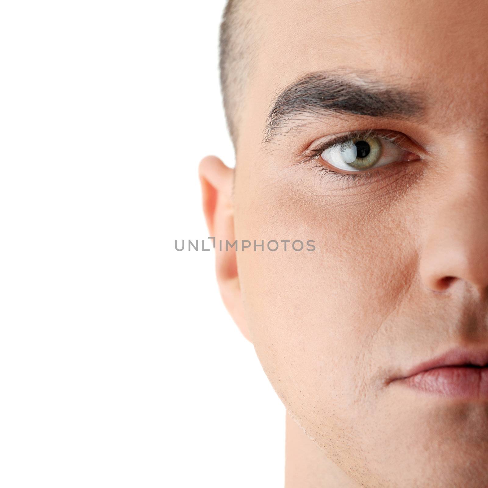 Close-up portrait of young good looking male model