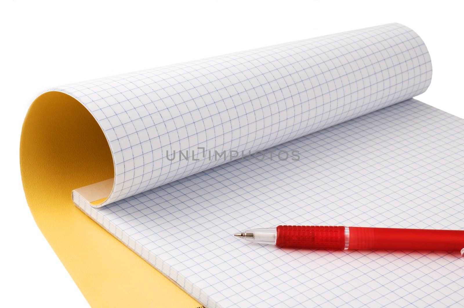 Notepad and pen isolated on white by sil