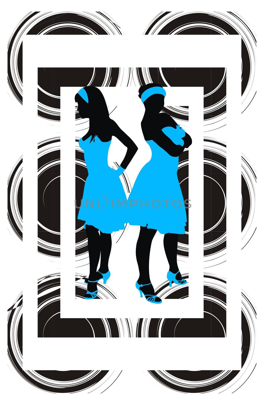 Pair girls on an abstract background