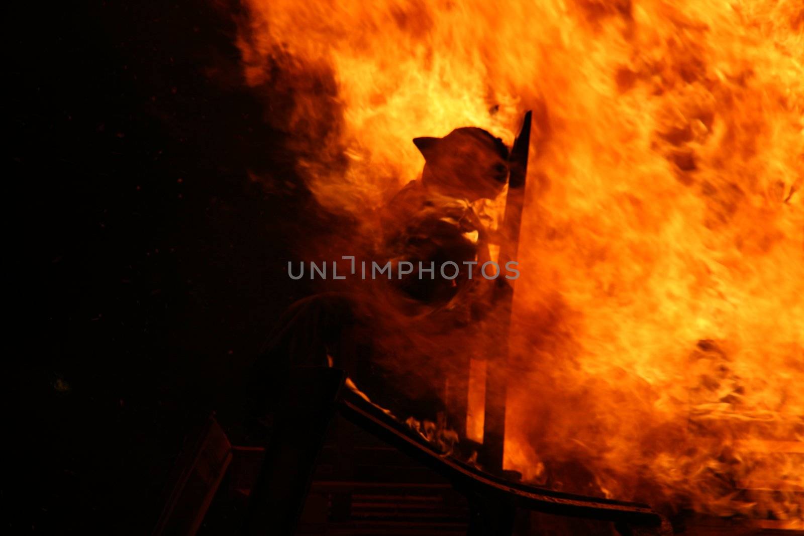 celebration of st joan, a burning man on flames