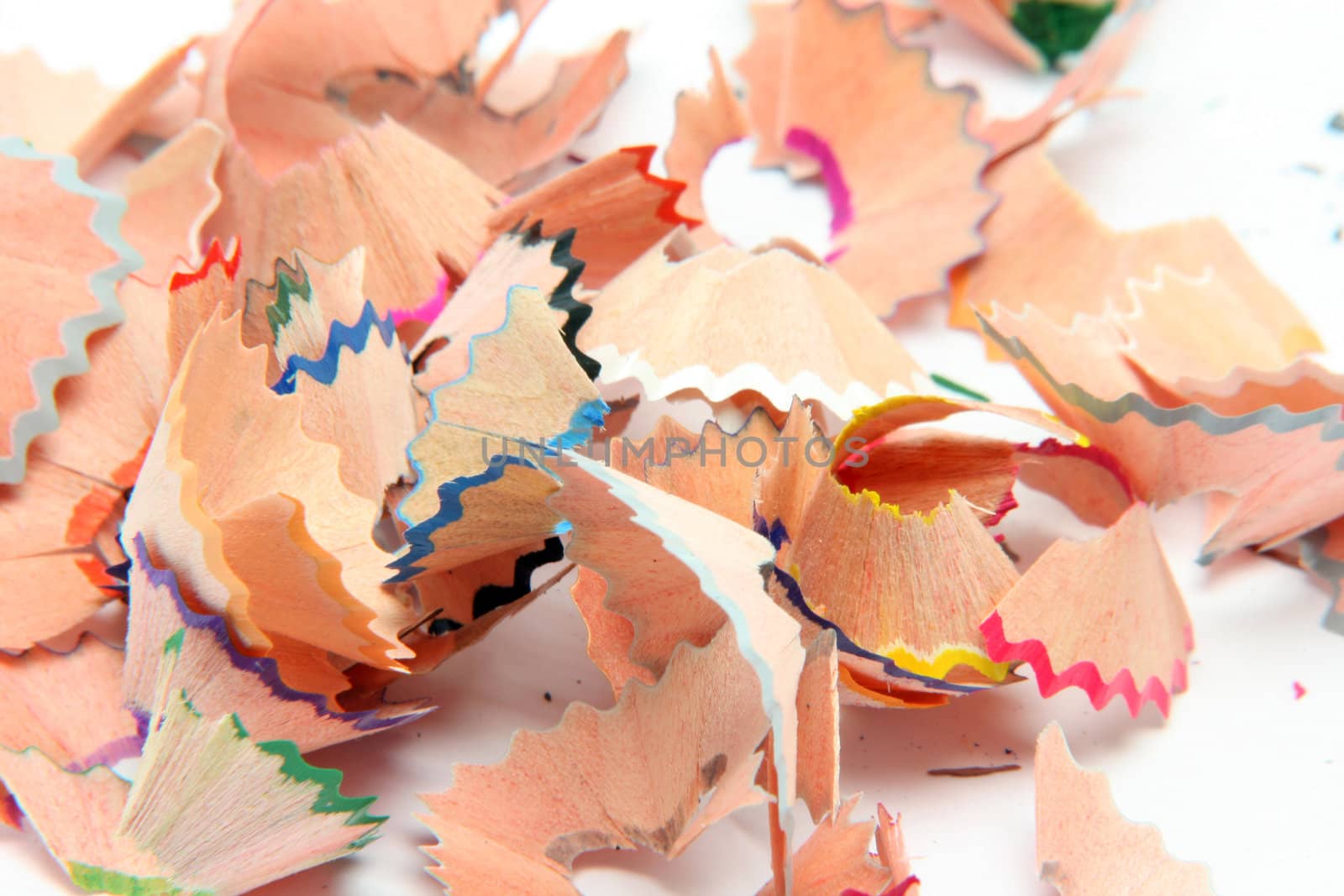 multicolor pencils wood shavings for background use education concepts