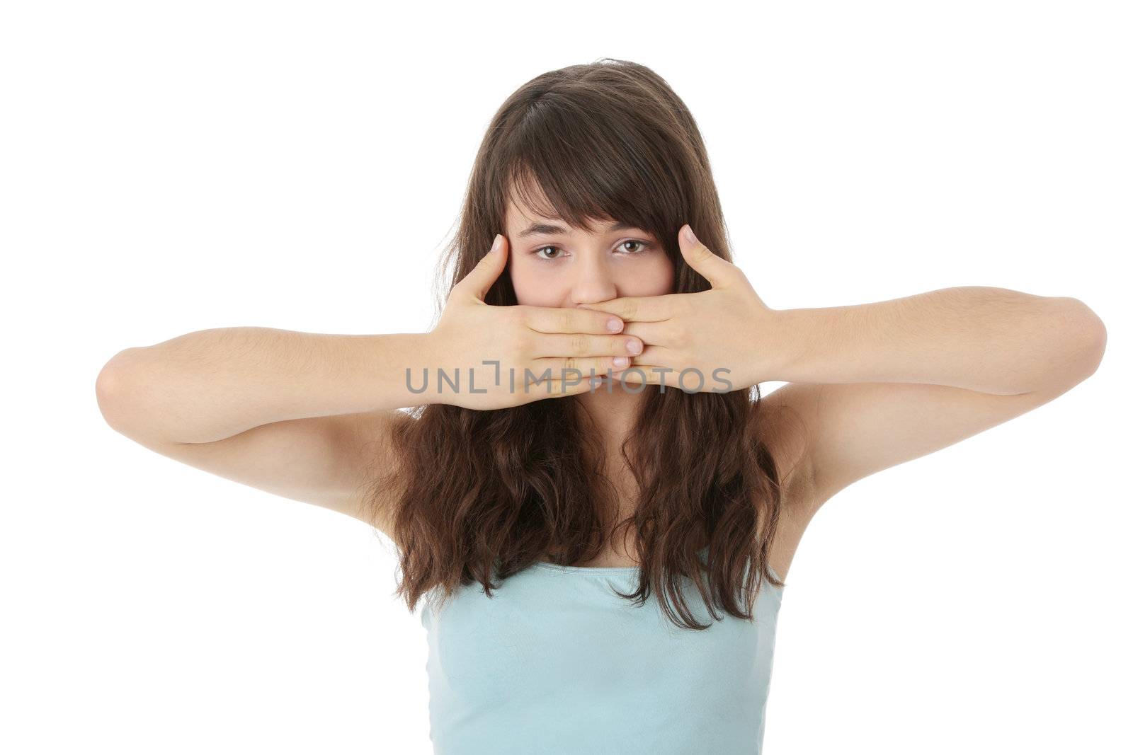 Talk no evil , isolated on white background