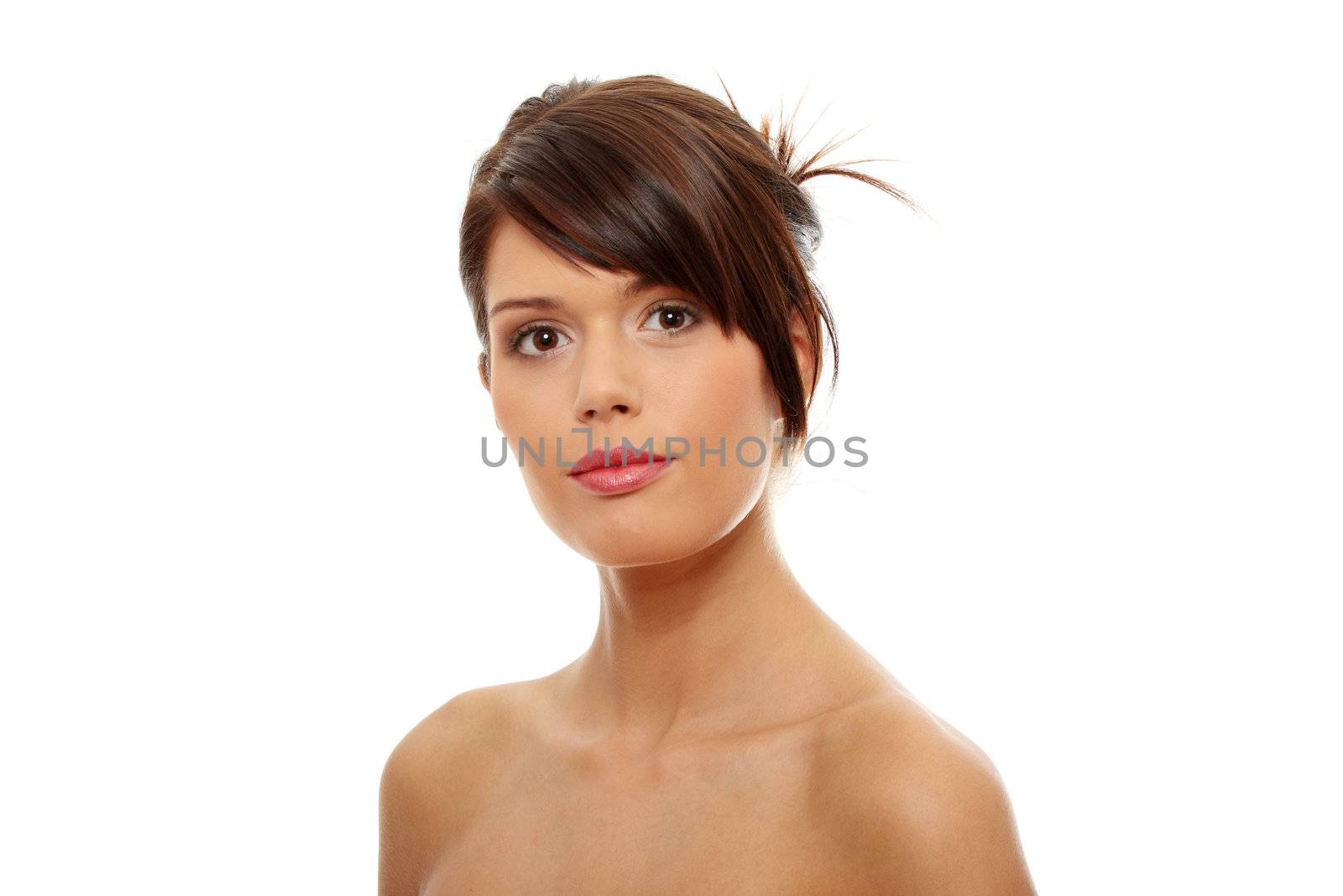 Beautiful woman's face with fresh clean skin