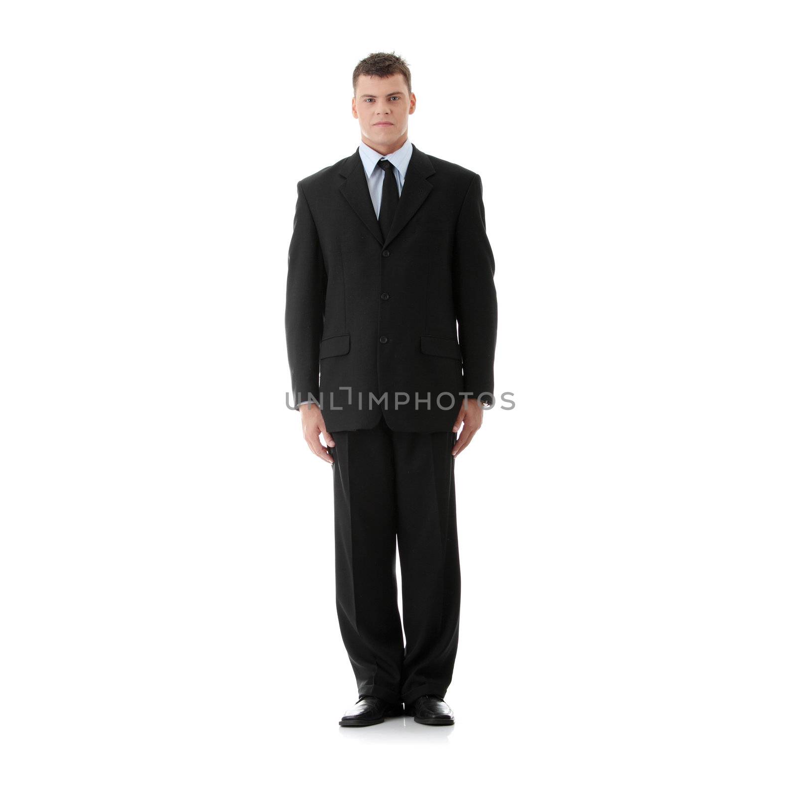 Full lenght portrait of businessman, isolated