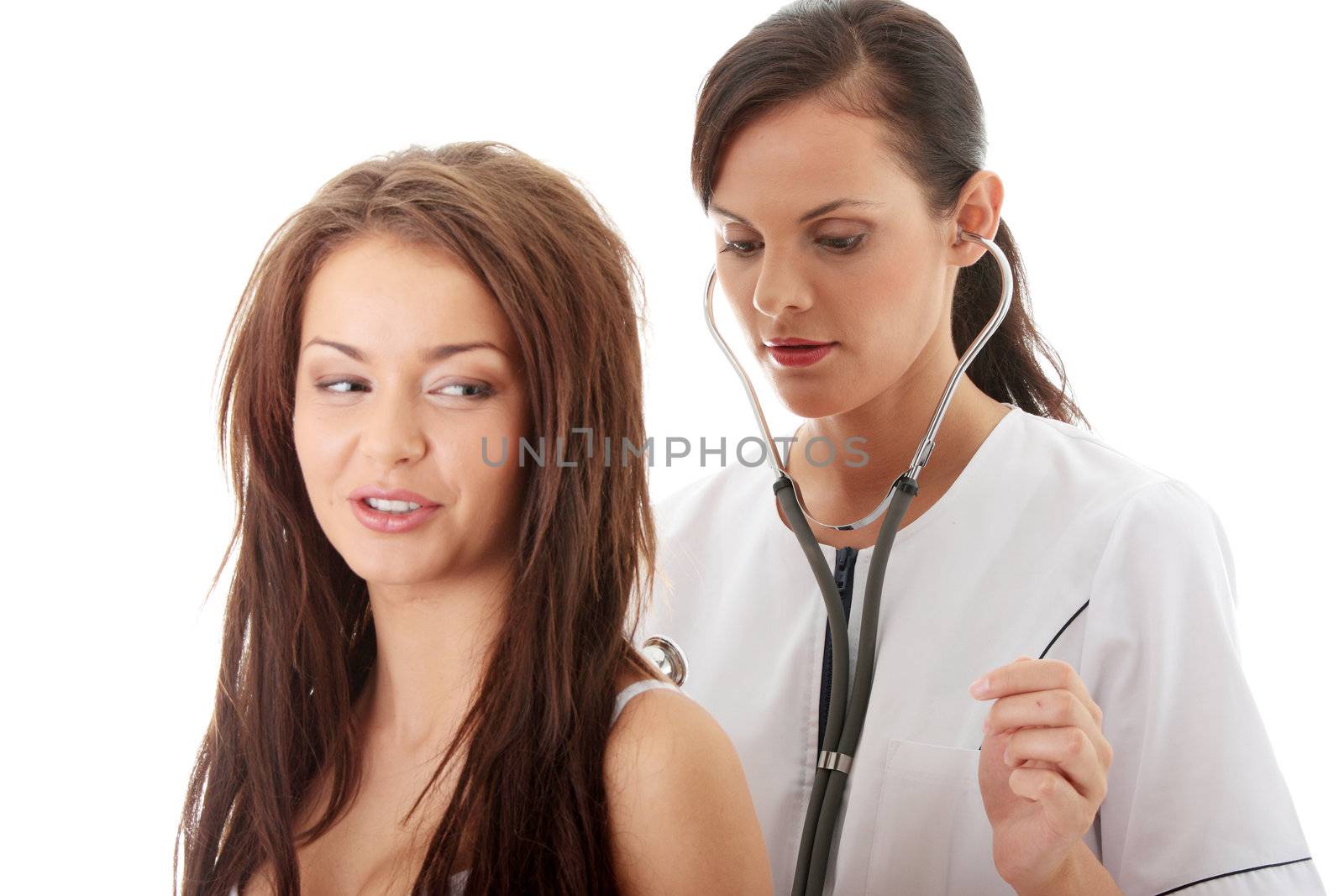 Young female doctor with female patient.