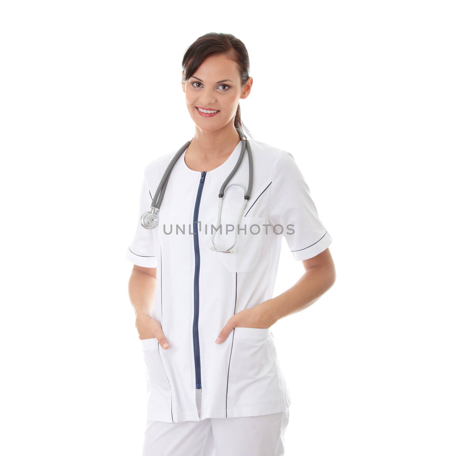 Female doctor isolated on white background