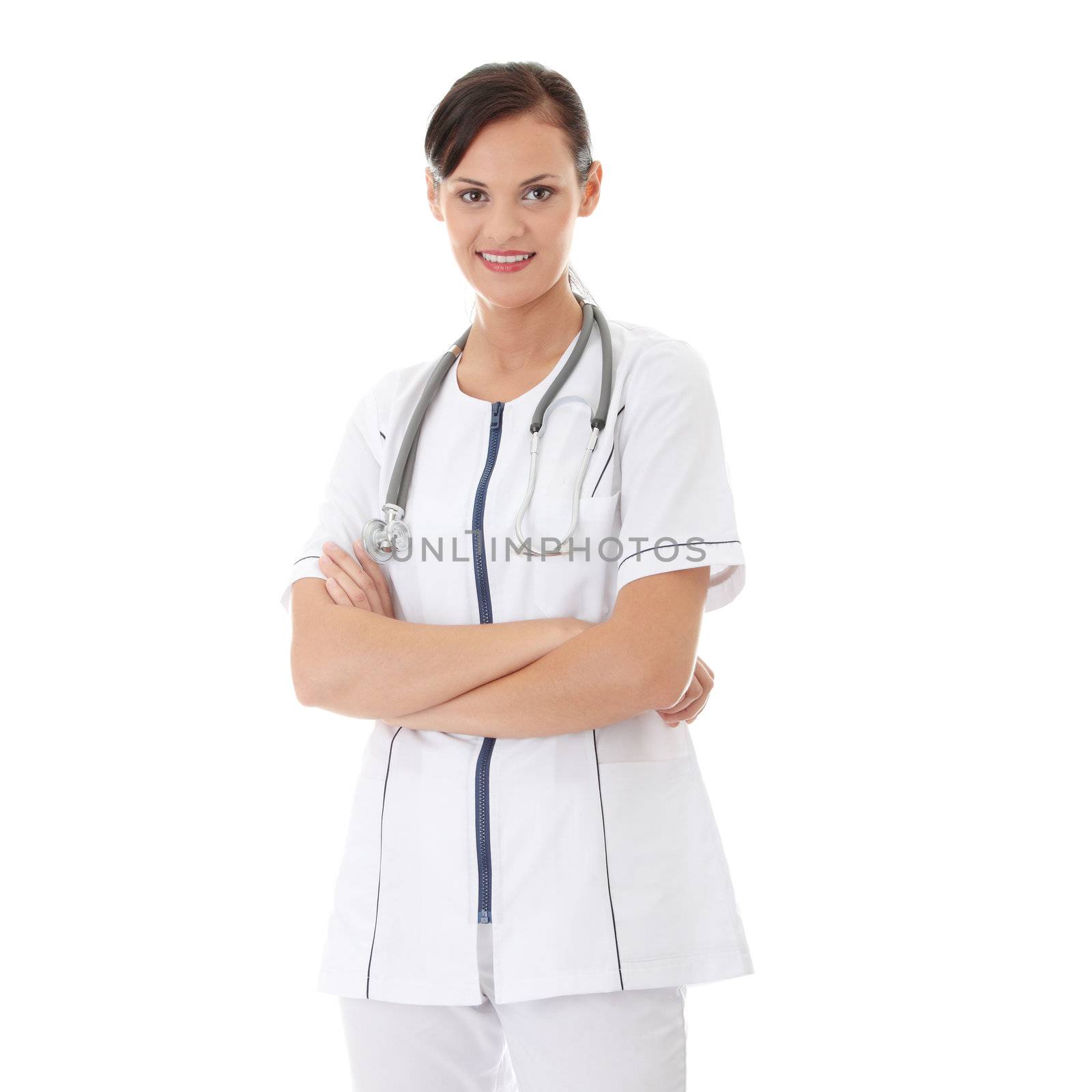 Female doctor isolated on white background