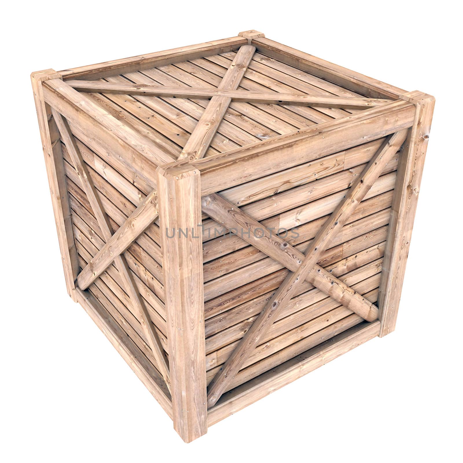 image on a white wooden container, isolated background