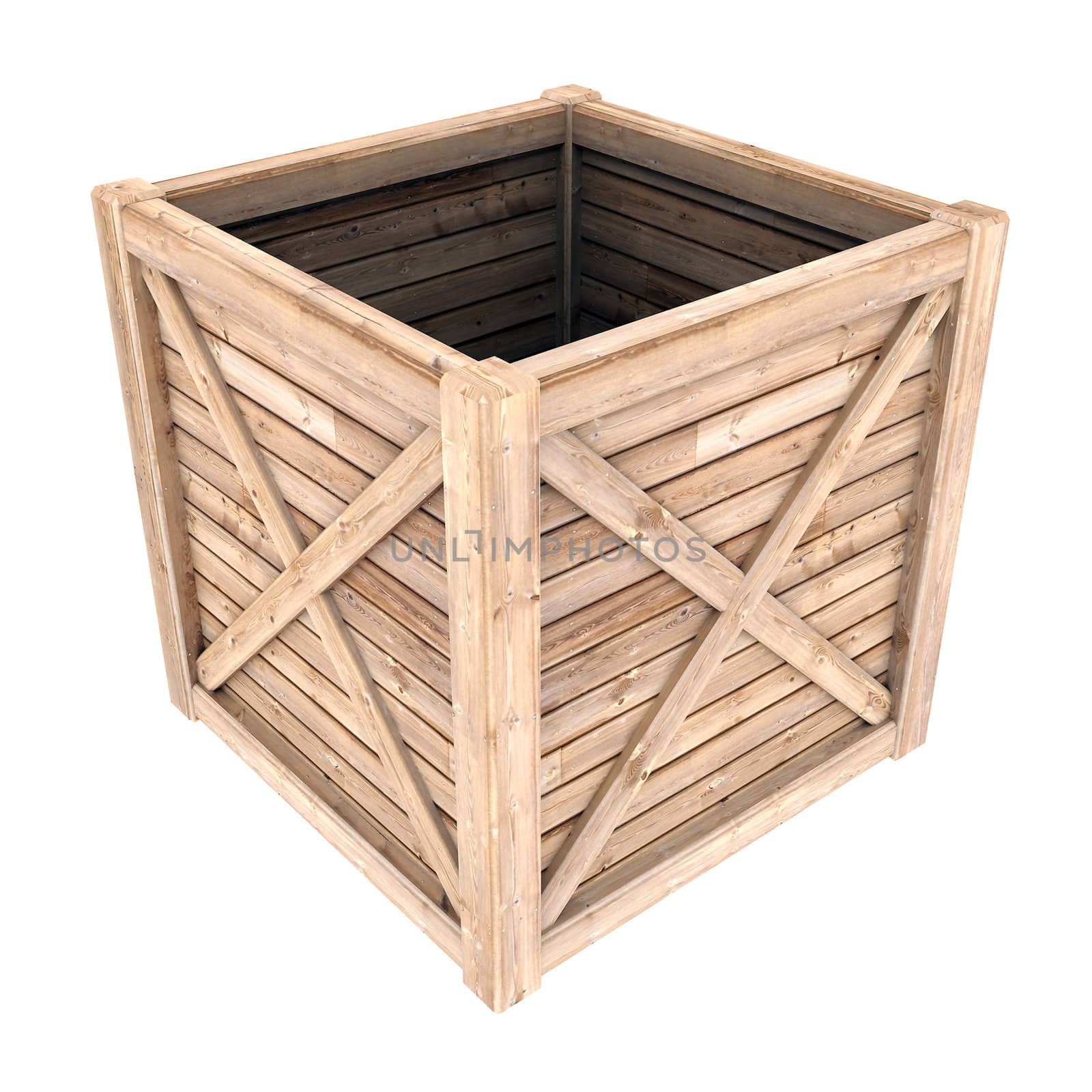 image on a white wooden container, isolated background